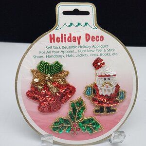 Ugly Sweater Bead & Sequin Iron-on Applique Embellishment Apparel Santa Bells